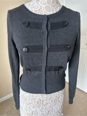 Forever 21 Dark Gray Button-Accent Knit Cardigan